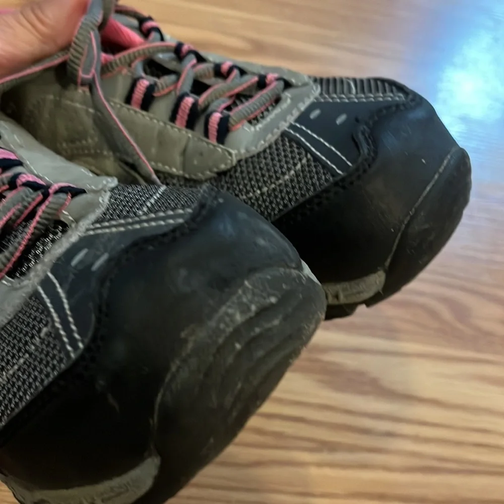 BRAHMA STEEL TOE LEATHER SNEAKERS GRAY PINK SIZE 6 US 37 EU